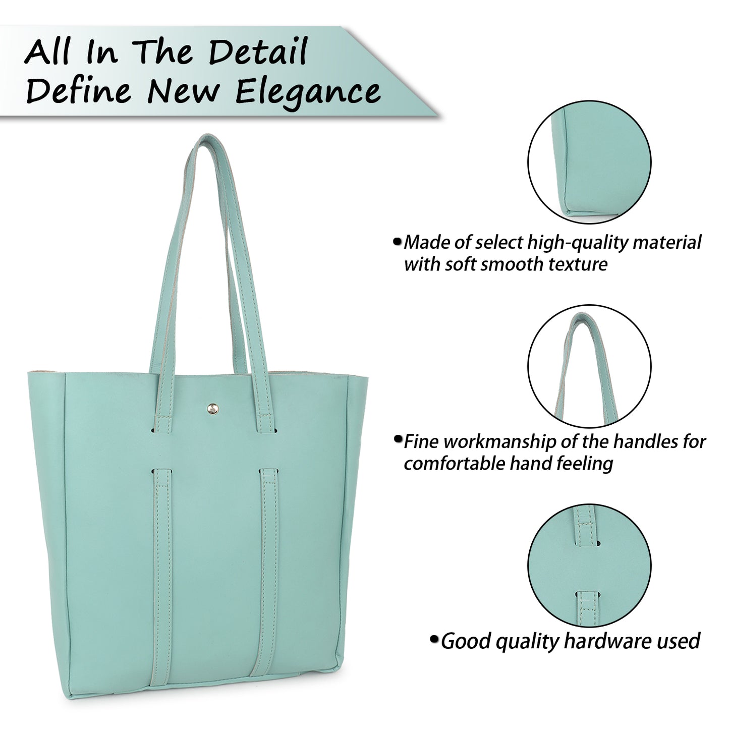 Aliza Stella Tote Bag with Double Shoulder Handle - Pista Green