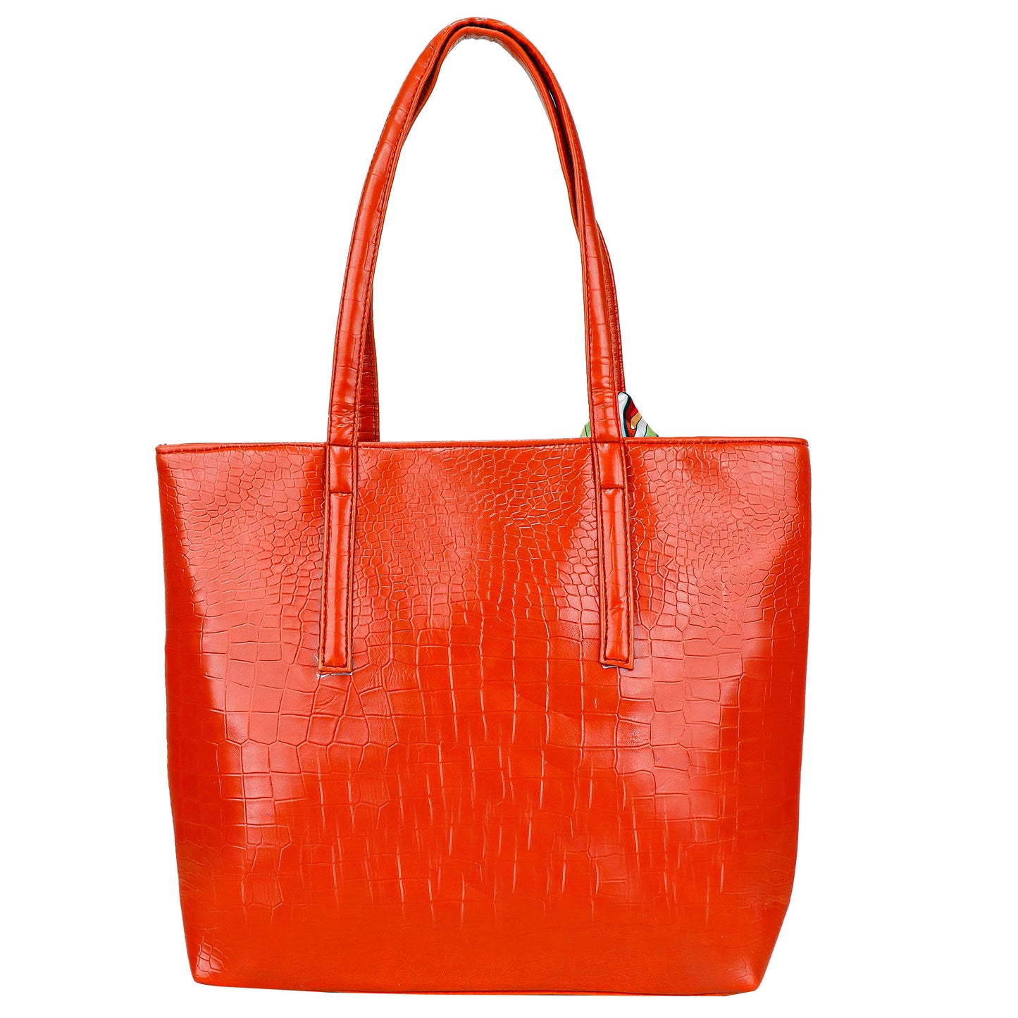 Croco Bloom Vegan Leather Tote Bag - Tan